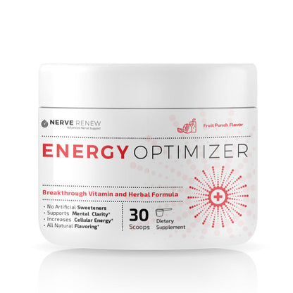 Energy Optimizer (1 bottle), safe and effective energy boost for those with nerve pain. Carefully selected ingredients boost energy without overstimulating sensitive nerves, ensuring a balanced energy increase suitable for nerve pain sufferers. Formulated with natural ingredients like B vitamins and green tea extract for energy and focus.
