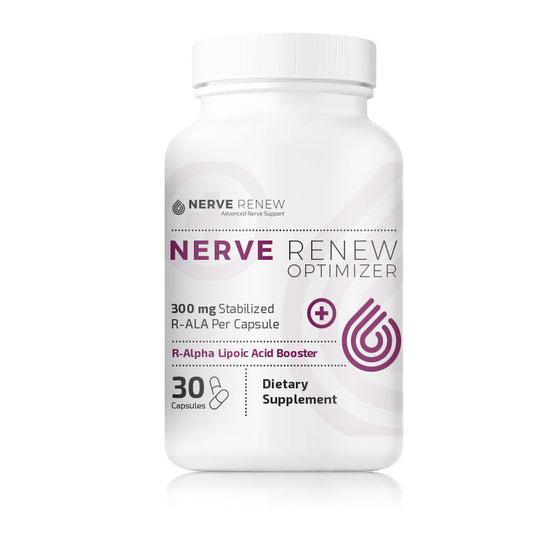 Nerve Renew Optimizer (1 bottle) with Fortified R-ALA for enhanced nerve support. R-Alpha Lipoic Acid aids in nerve repair and provides antioxidant support.