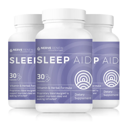Herbal Sleep Aid (3 bottles) for enhanced sleep, especially beneficial for those with nerve pain. Designed to promote deeper, more restful sleep, aiding in the relief of discomfort associated with nerve pain.